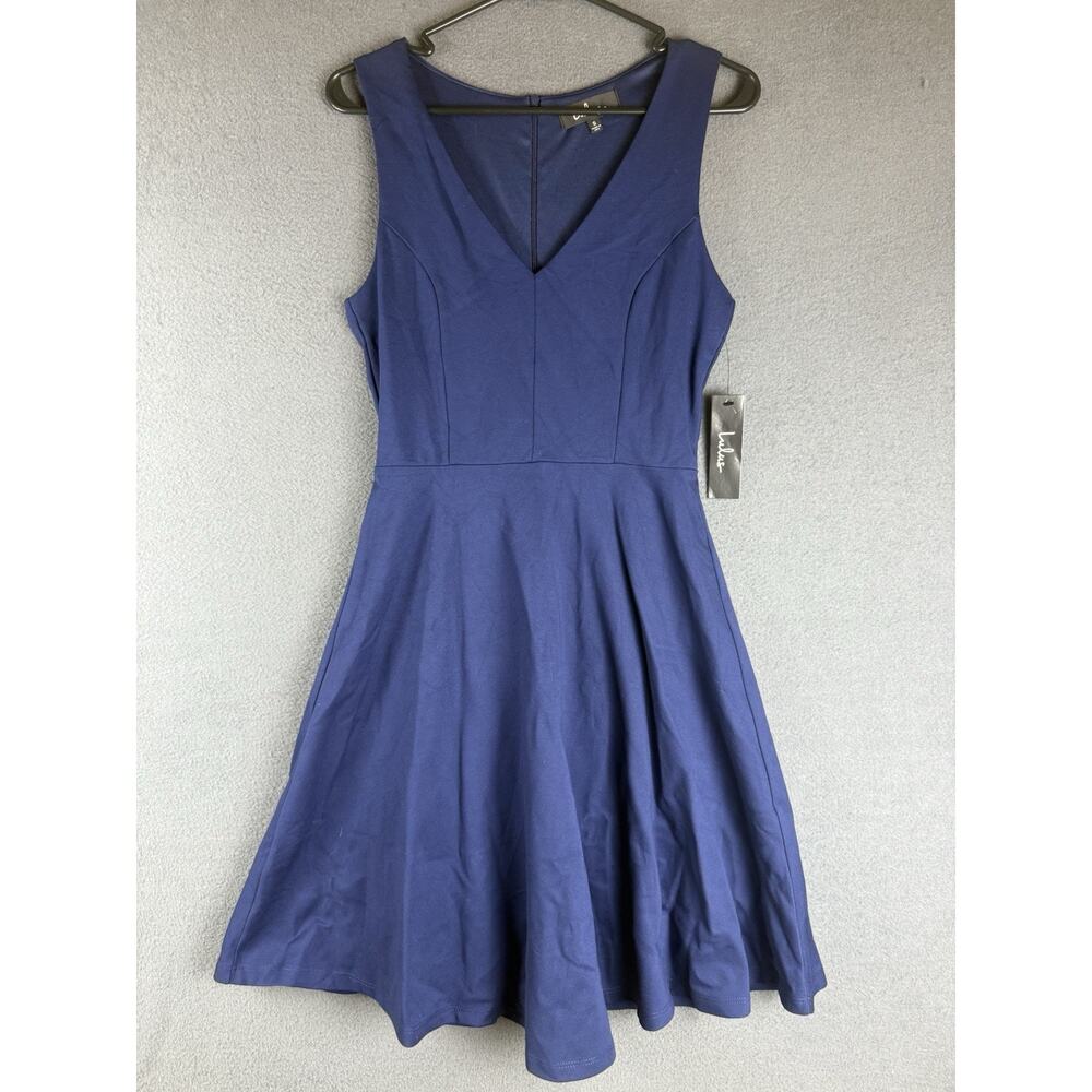 NWT Lulu’s Bon Appetit Navy Blue Skater Dress Sleek A-Line Skirt Fit Flare Small
